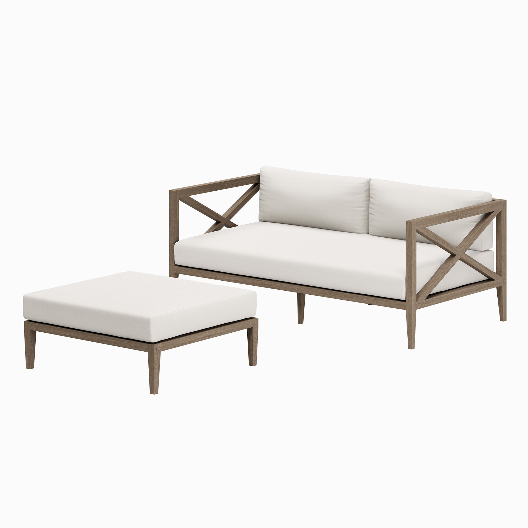 Northlake Outdoor Teak Wood Loveseat and Ottoman Set - From Where Finds - 