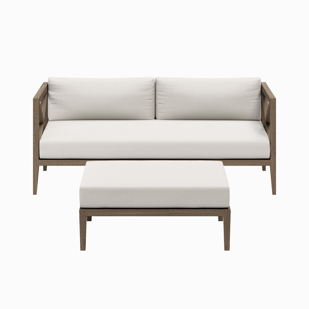 Northlake Outdoor Teak Wood Loveseat and Ottoman Set - From Where Finds - 