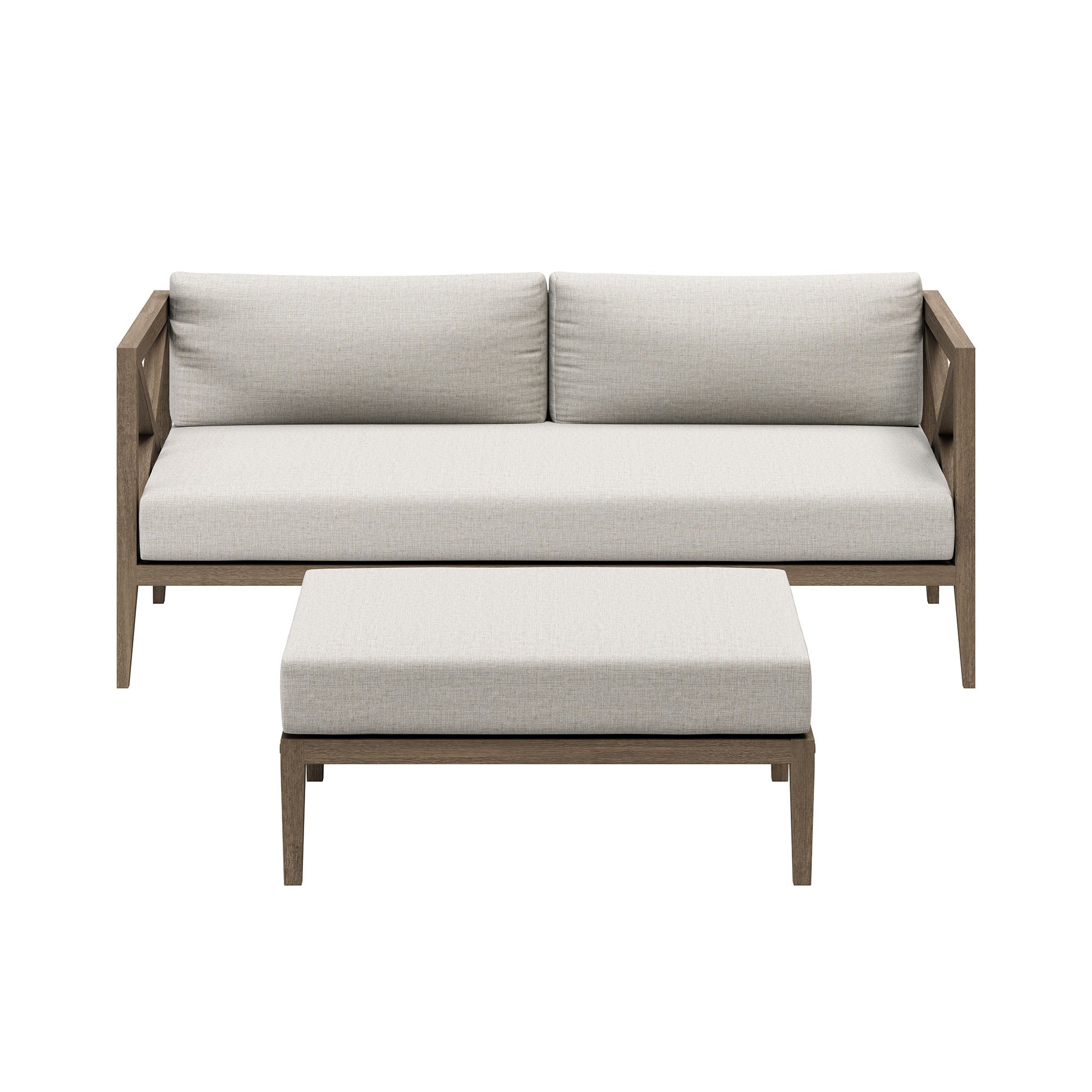 Northlake Outdoor Teak Wood Loveseat and Ottoman Set - From Where Finds - 