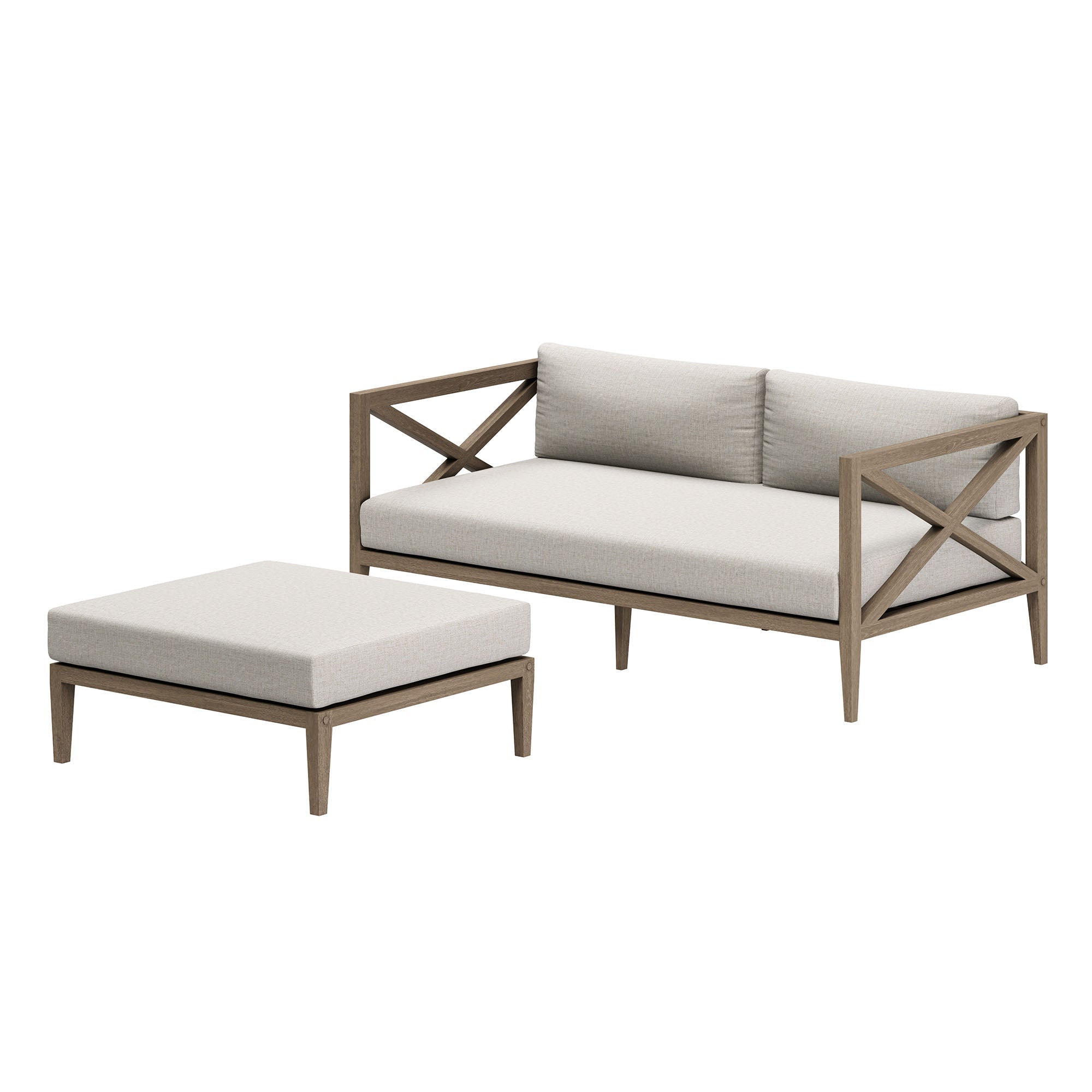 Northlake Outdoor Teak Wood Loveseat and Ottoman Set - From Where Finds - 