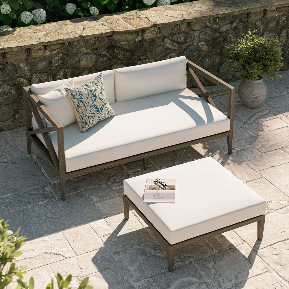 Northlake Outdoor Teak Wood Loveseat and Ottoman Set - From Where Finds - 