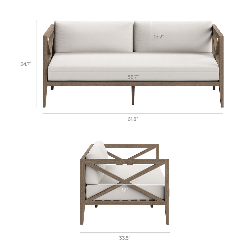Northlake Outdoor Teak Wood Loveseat and Ottoman Set - From Where Finds - 