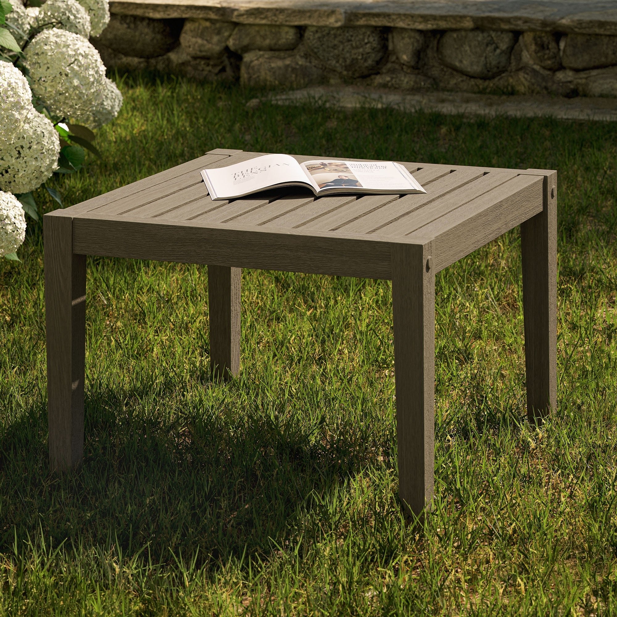 Northlake Square Outdoor Patio Teak Side Table - From Where Finds - 