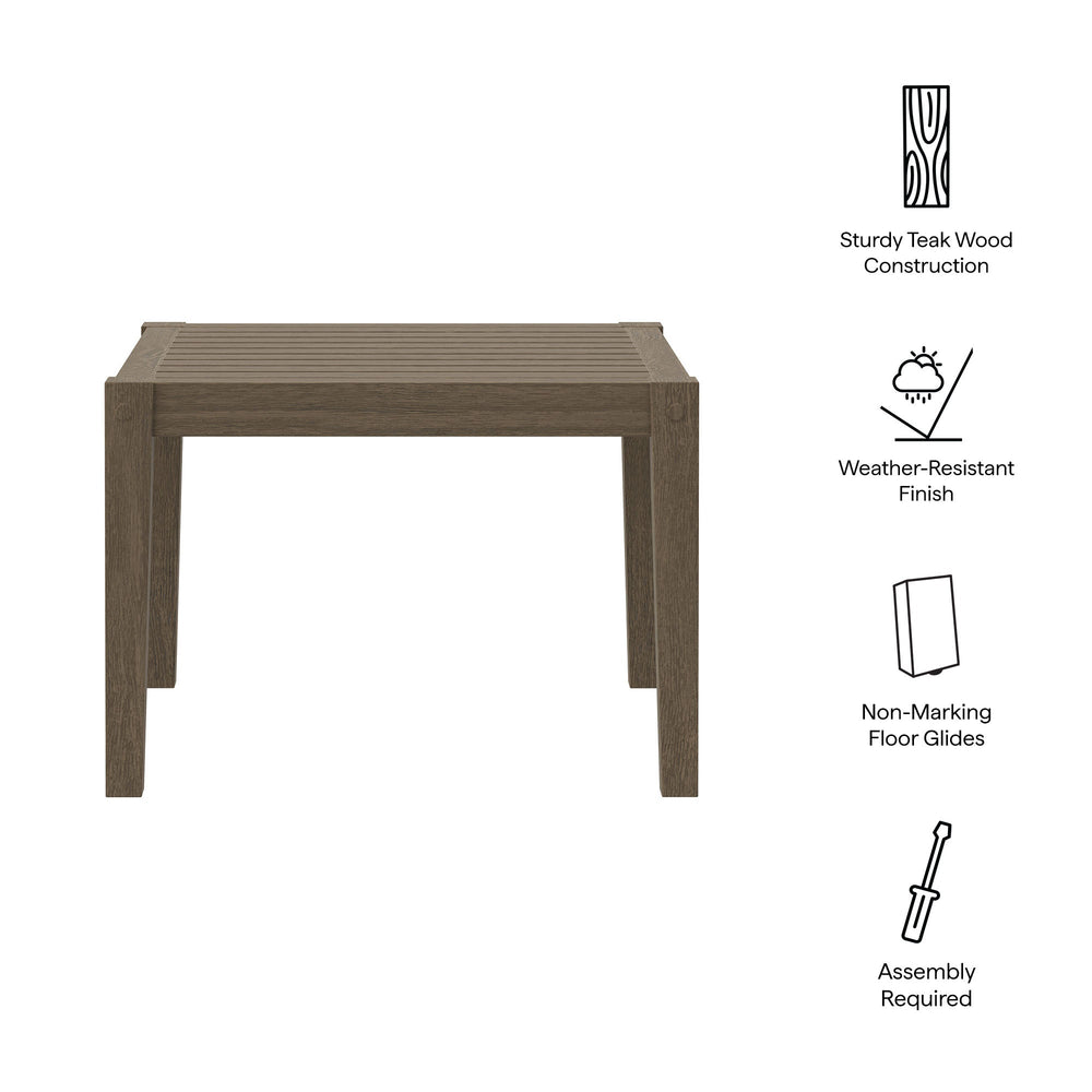 Northlake Square Outdoor Patio Teak Side Table - From Where Finds - 