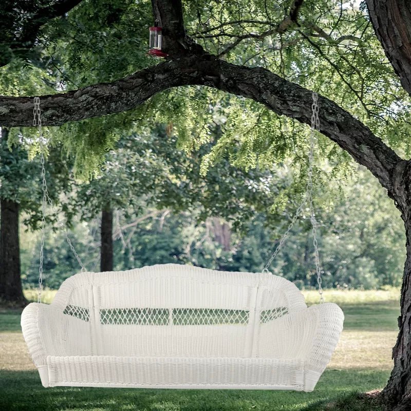 Northlight 28" x 50" Hand Woven Wicker Outdoor Porch Swing - White - From Where - 