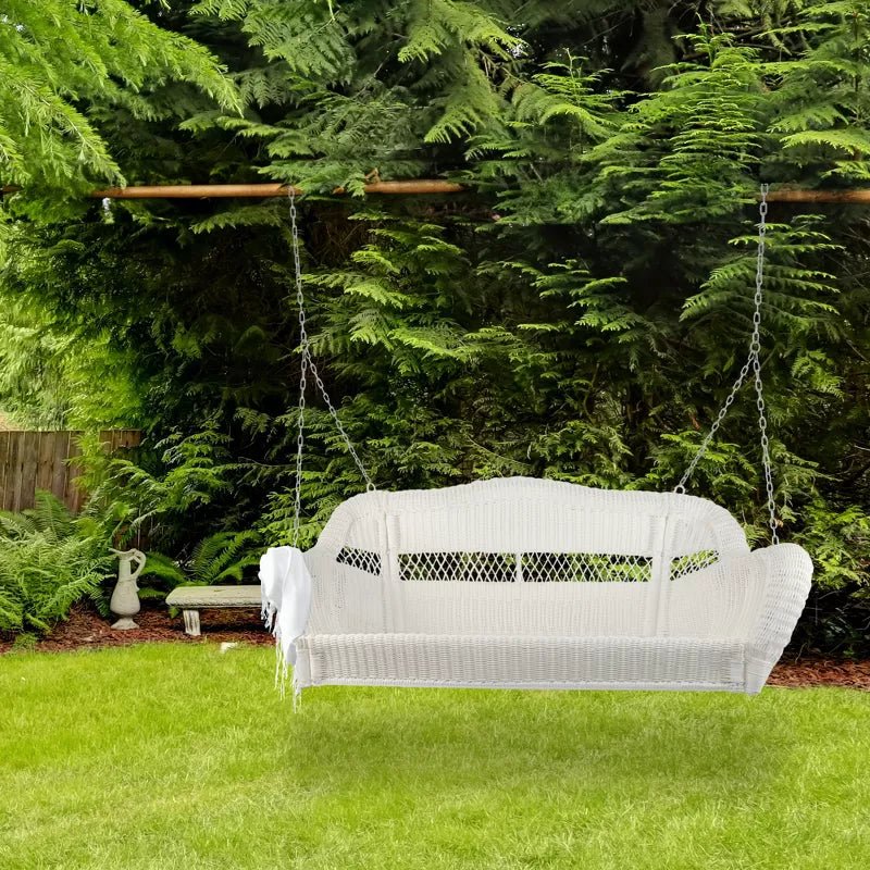 Northlight 28" x 50" Hand Woven Wicker Outdoor Porch Swing - White - From Where - 