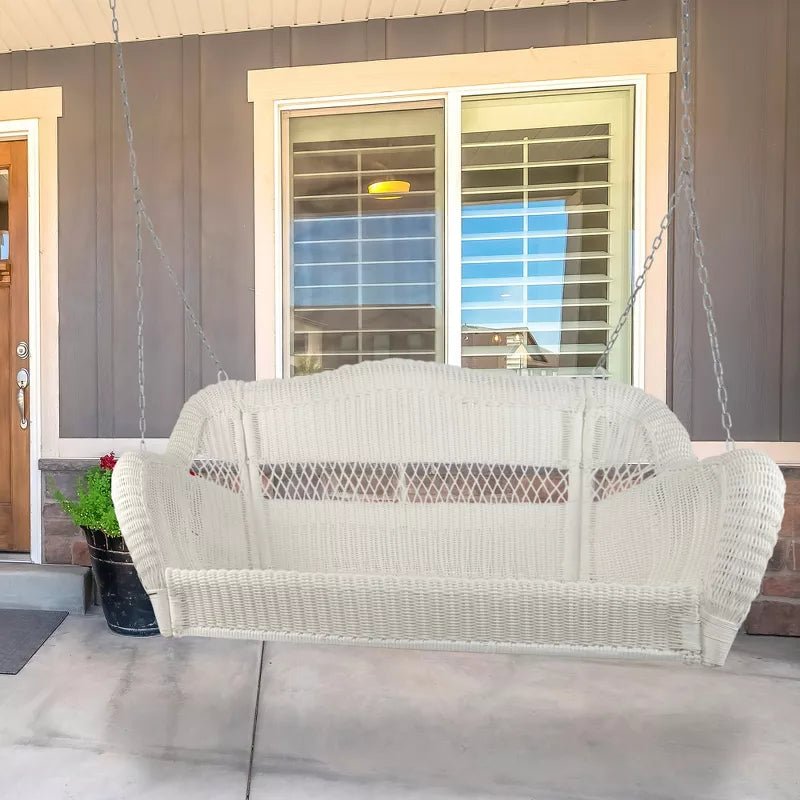 Northlight 28" x 50" Hand Woven Wicker Outdoor Porch Swing - White - From Where - 