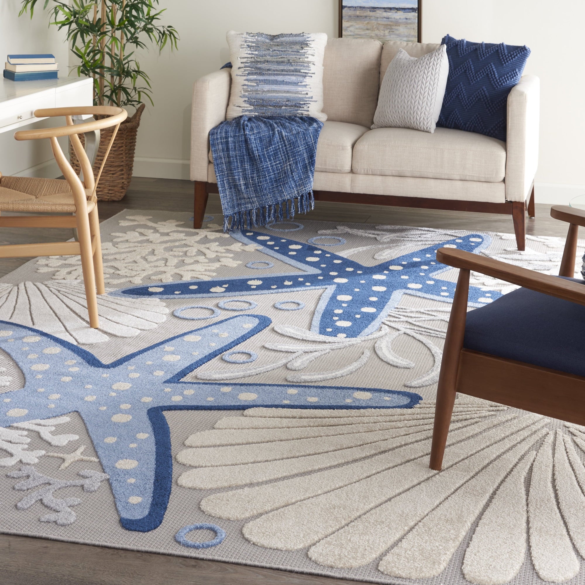 Nourison Coastal Tropical Area Rug - From Where - 