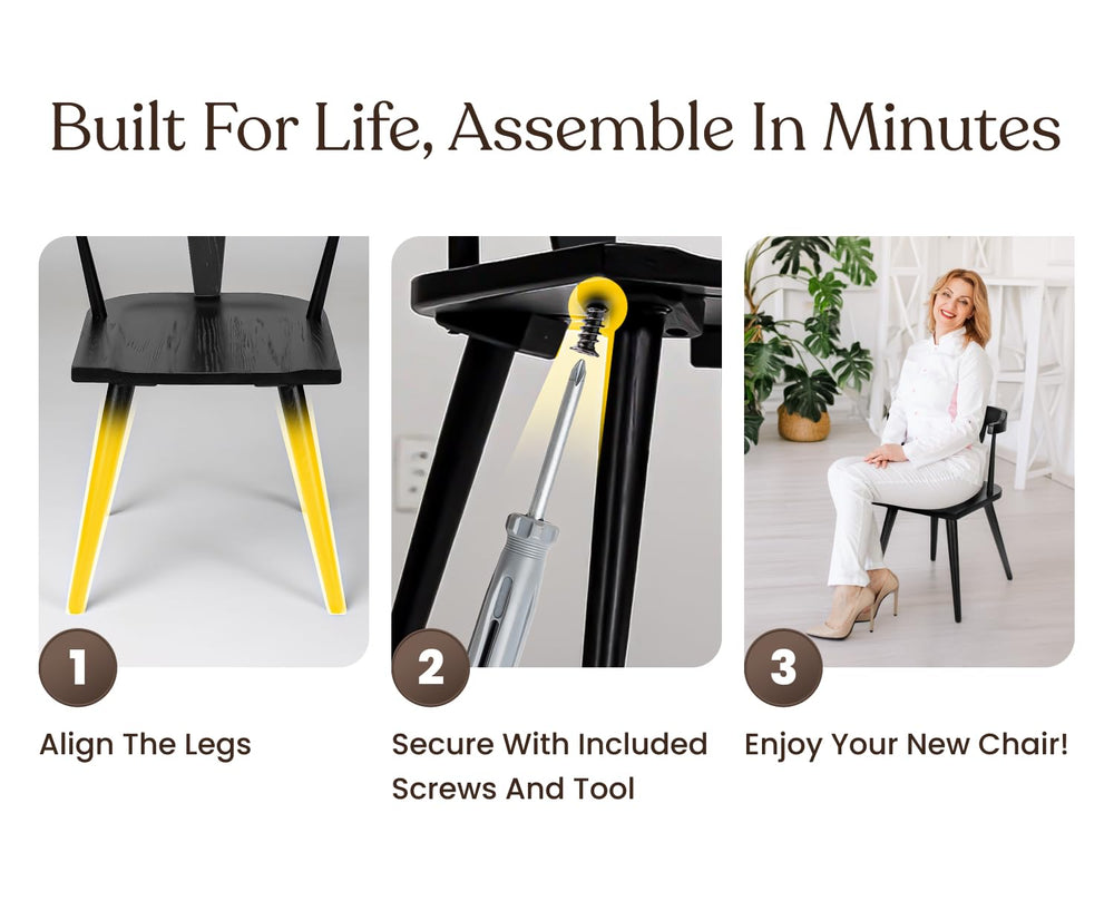 Oak Wood Black Dining Room Chair - From Where - 