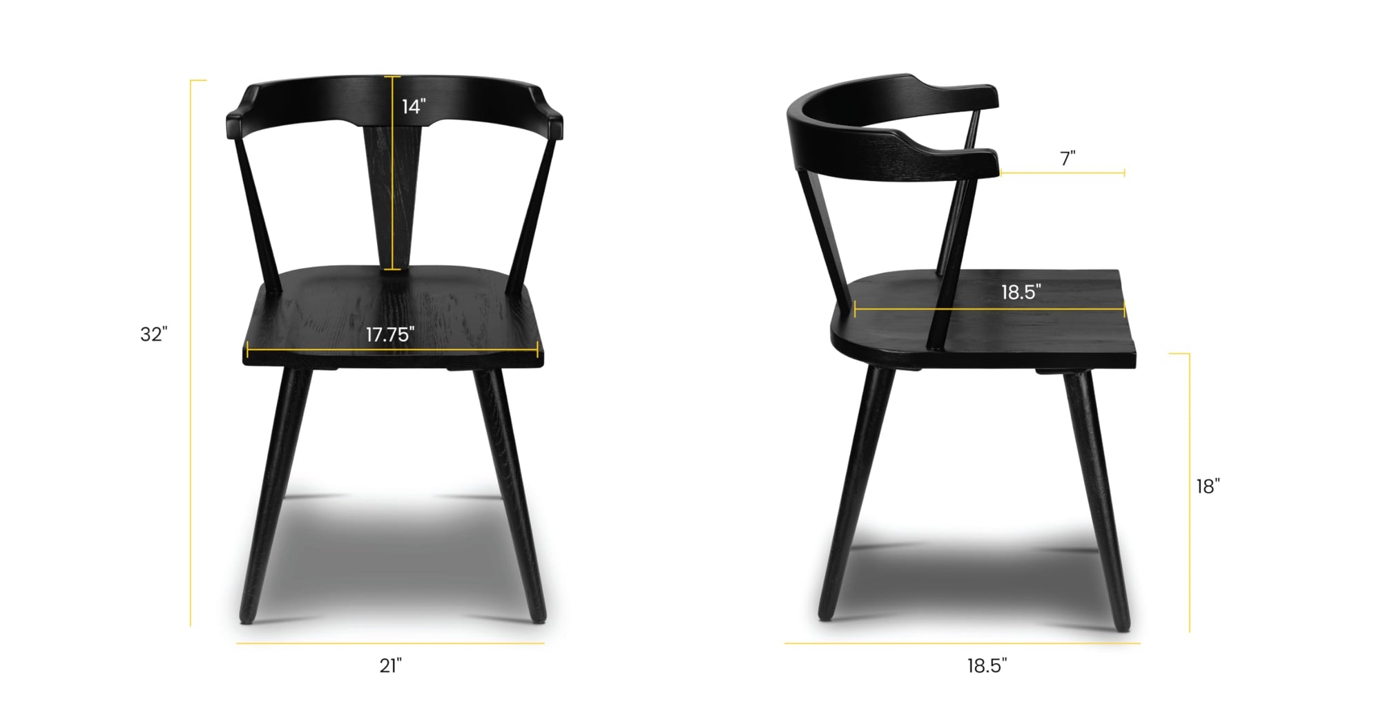 Oak Wood Black Dining Room Chair - From Where - 