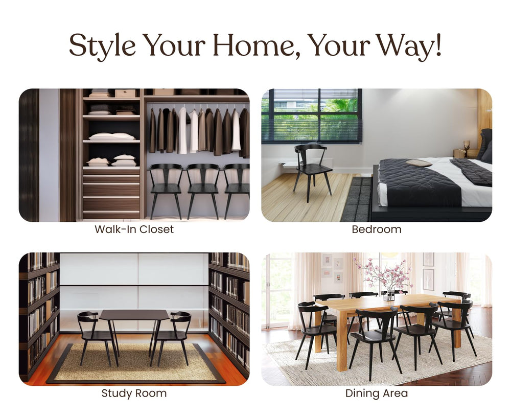 Oak Wood Black Dining Room Chair - From Where - 