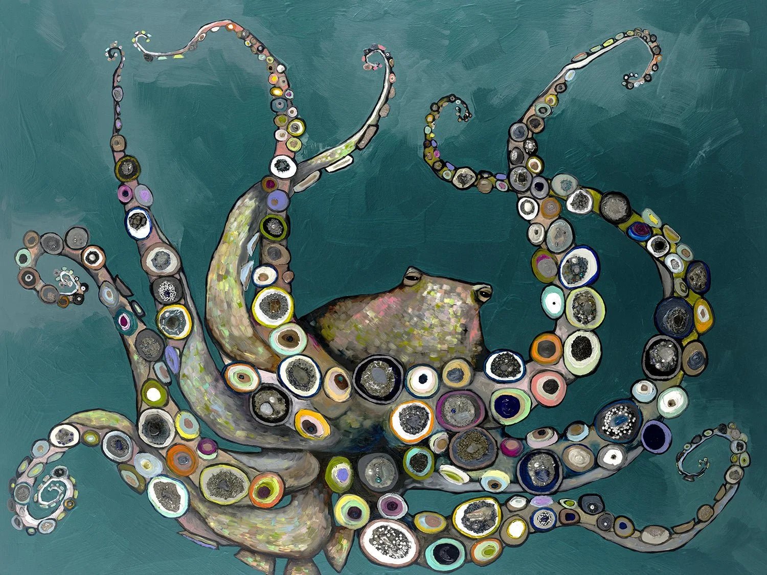 "Octopus In The Deep Teal Sea" Wall Art - From Where - 