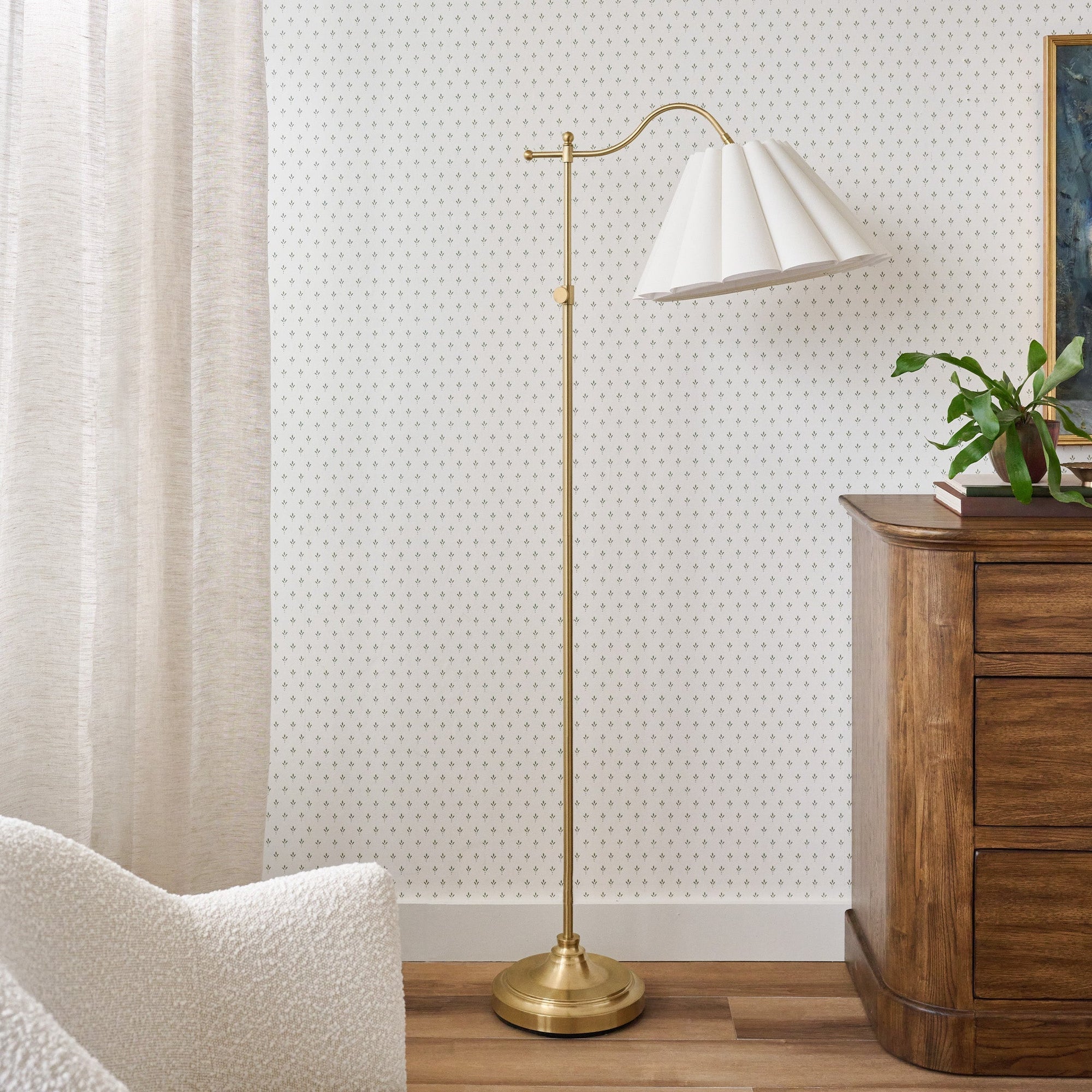 Odette Floor Lamp with Scallop Shade - From Where - 