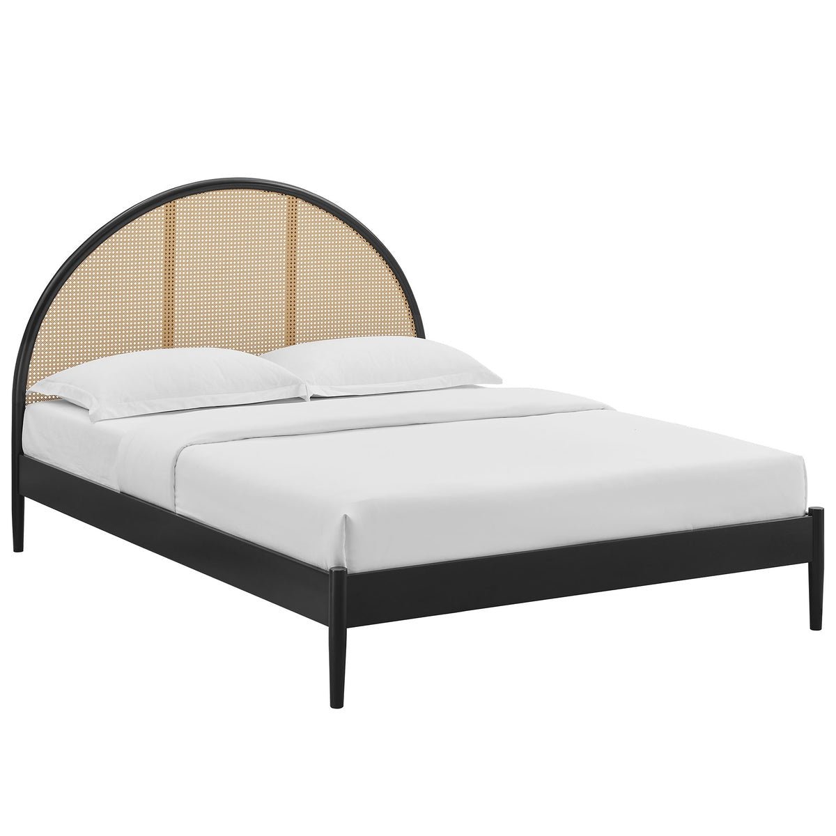 Odette Queen Arched Rattan Cane Platform Bed - From Where Finds - 