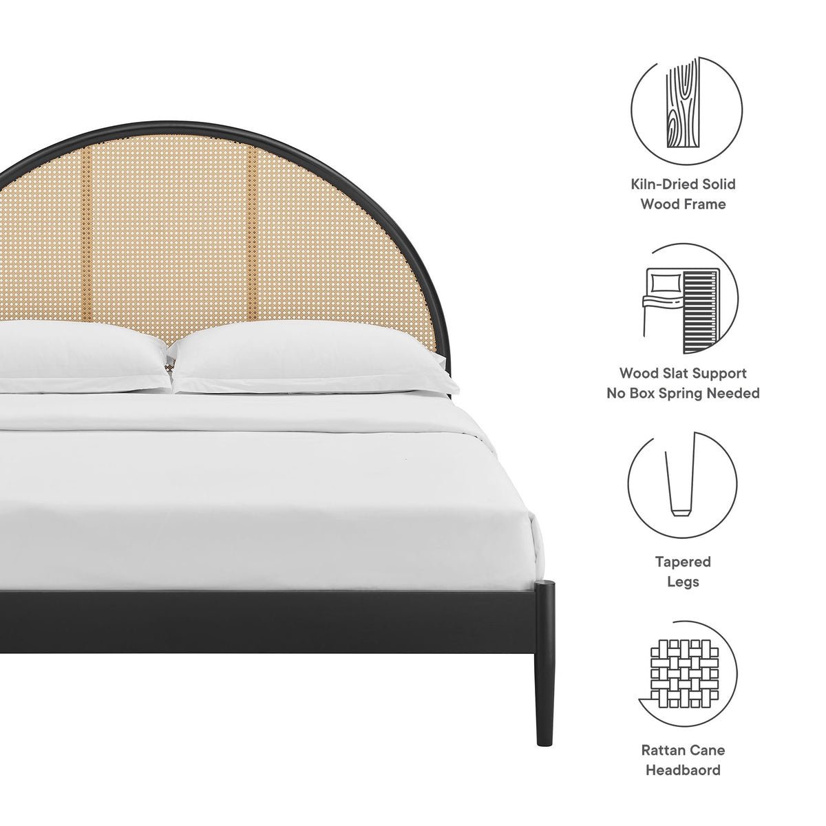 Odette Queen Arched Rattan Cane Platform Bed - From Where Finds - 