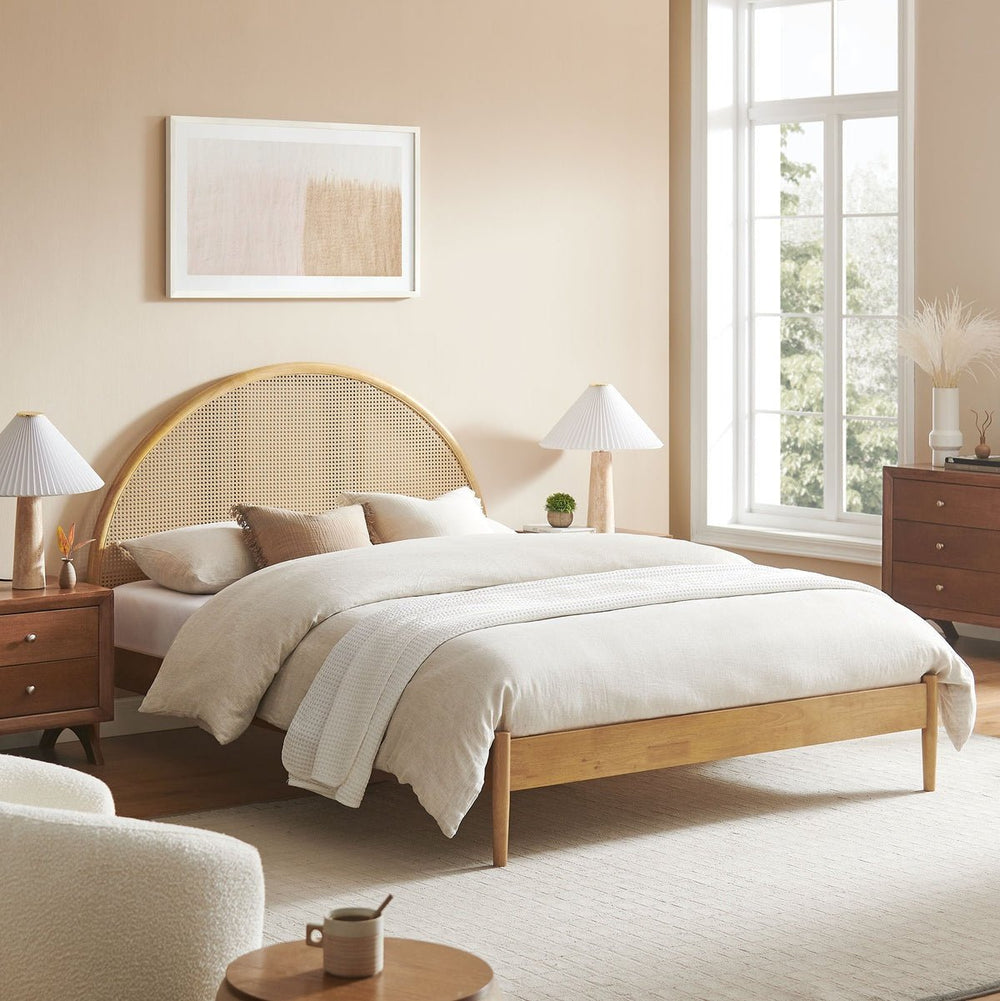 Odette Queen Arched Rattan Cane Platform Bed - From Where Finds - 