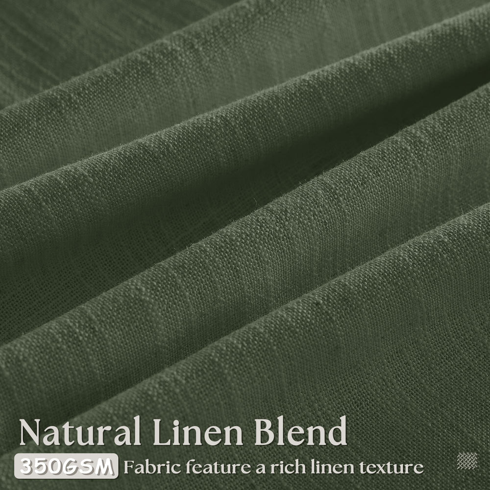 Olive Green Linen Pinch Pleated Curtains - From Where - 