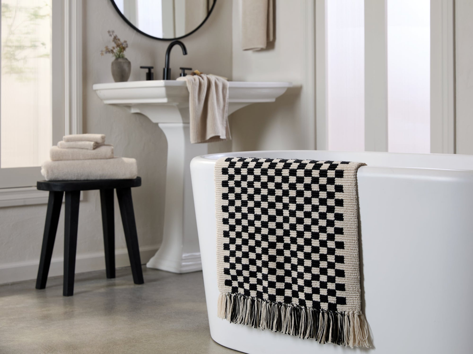 Organic Checkered Bath Rug - From Where - 