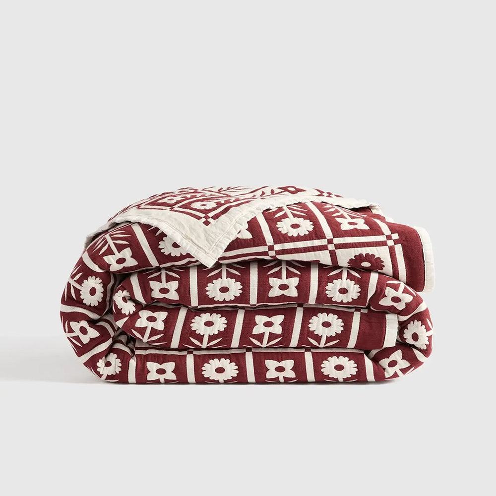 Organic Cotton Jacquard Floral Coverlet - From Where Finds - 