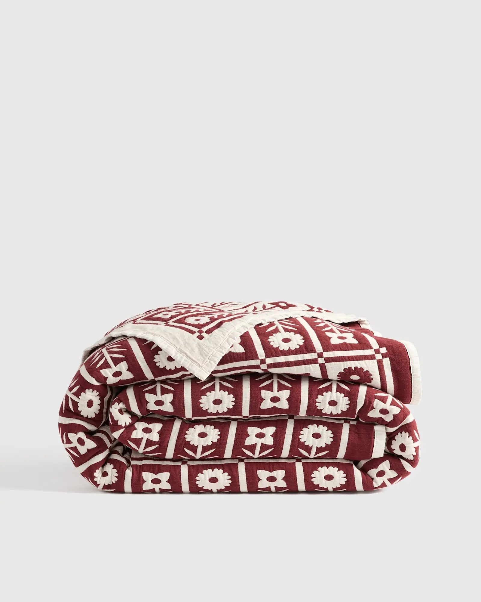 Organic Cotton Jacquard Floral Coverlet - From Where Finds - 