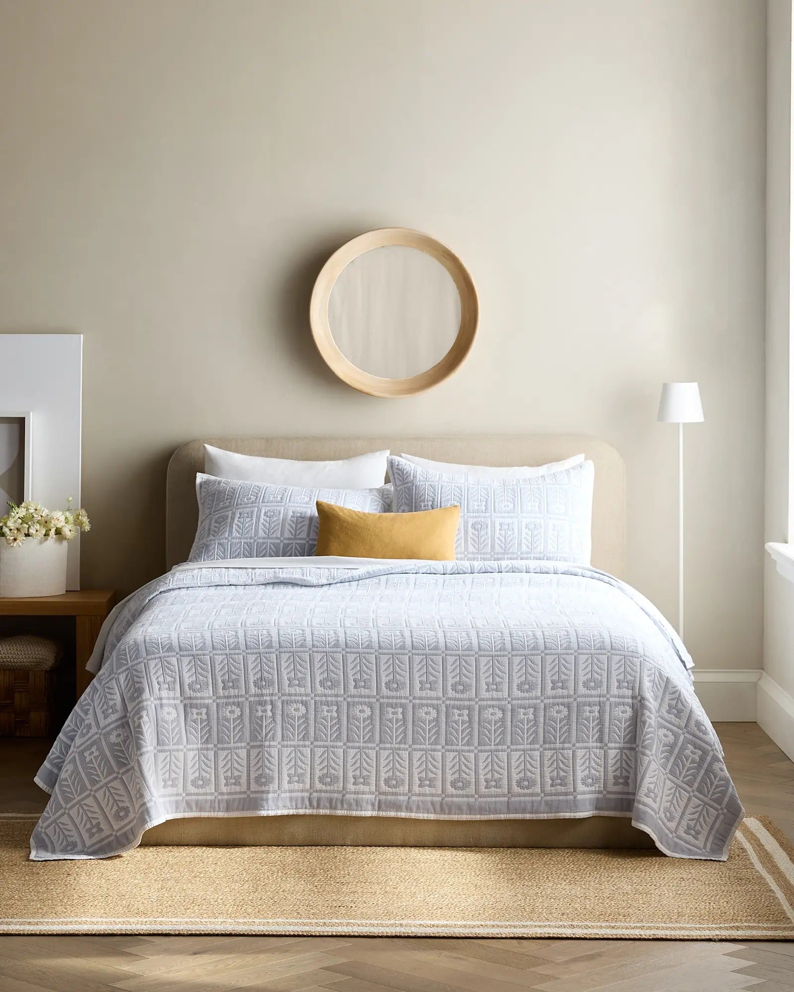 Organic Cotton Jacquard Floral Coverlet - From Where Finds - 