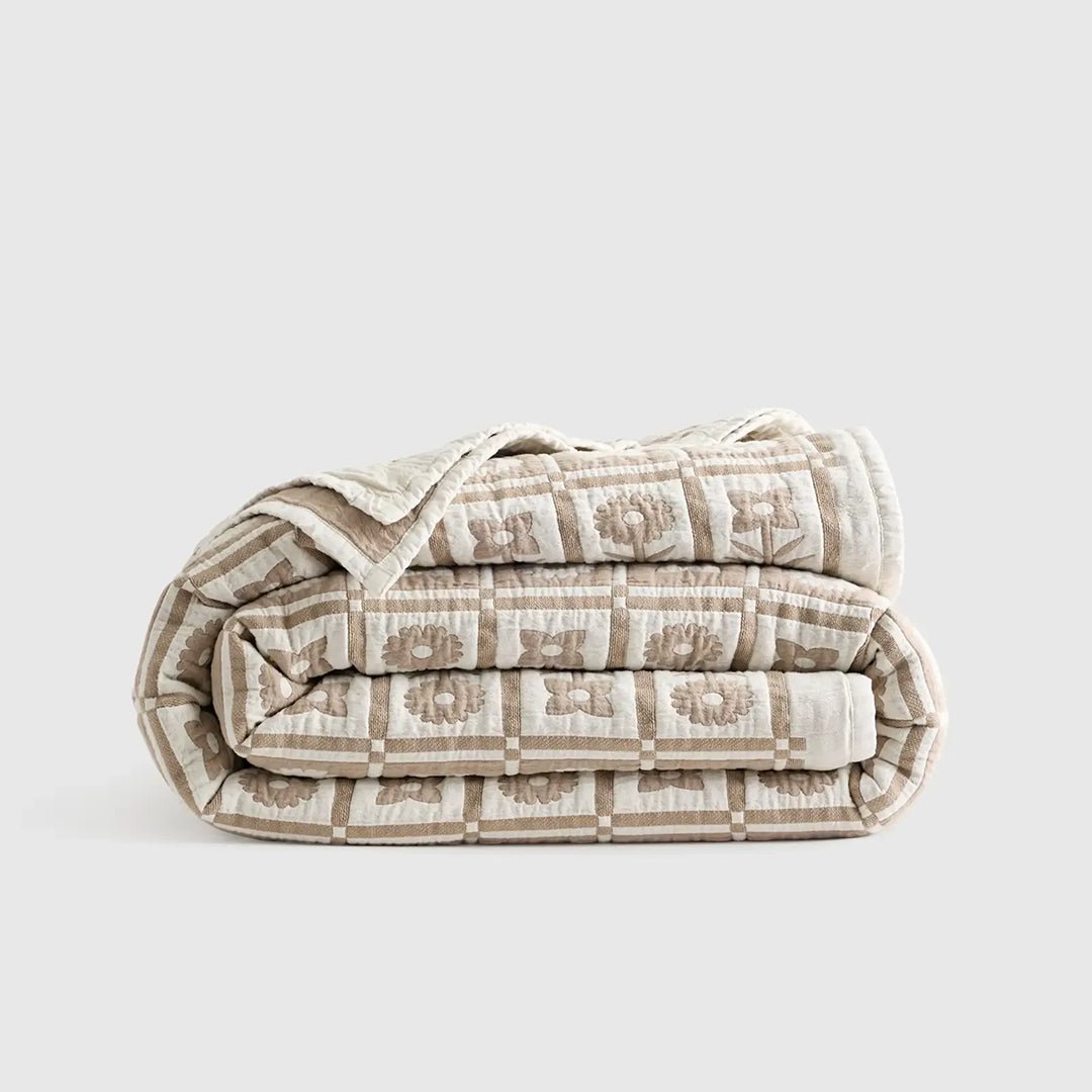 Organic Cotton Jacquard Floral Coverlet - From Where Finds - 