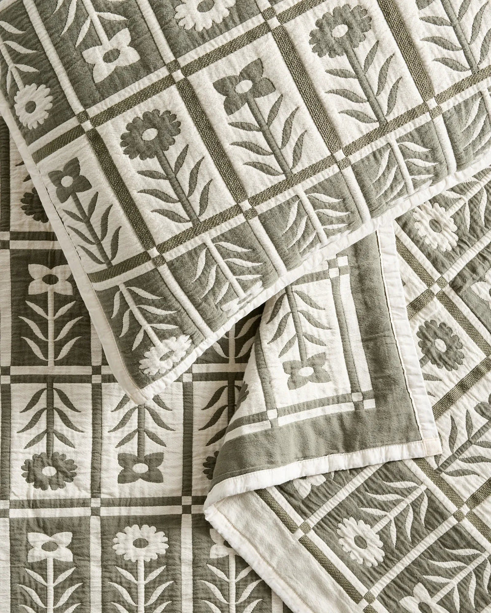 Organic Cotton Jacquard Floral Coverlet - From Where Finds - 
