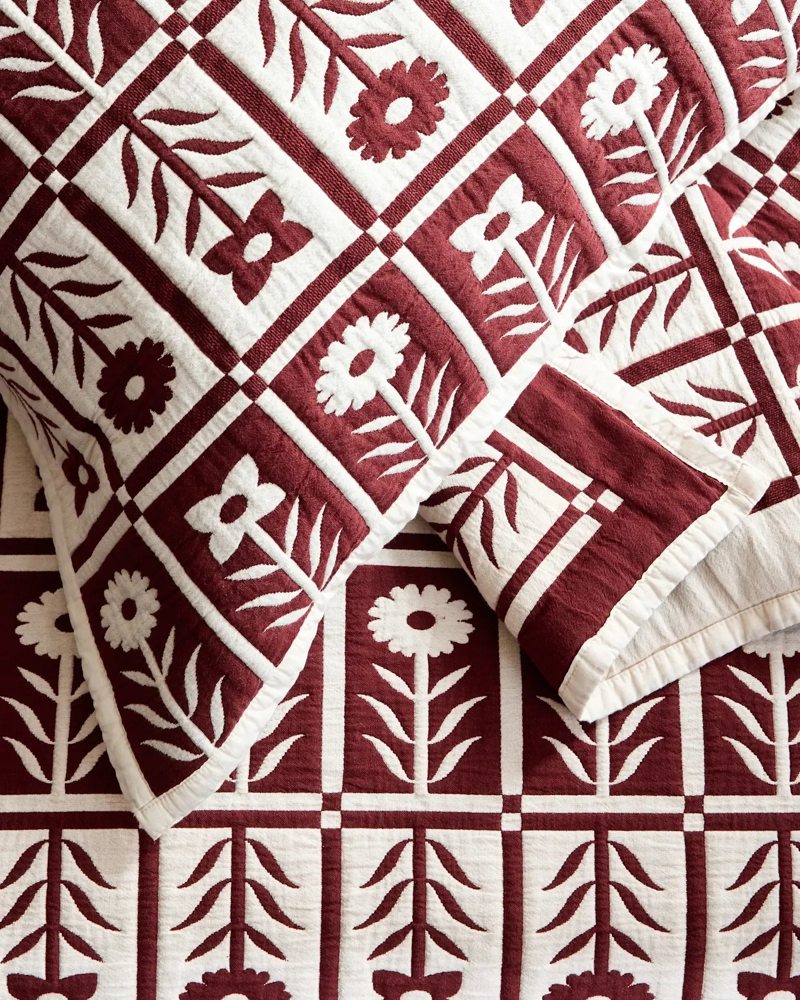Organic Cotton Jacquard Floral Coverlet - From Where Finds - 