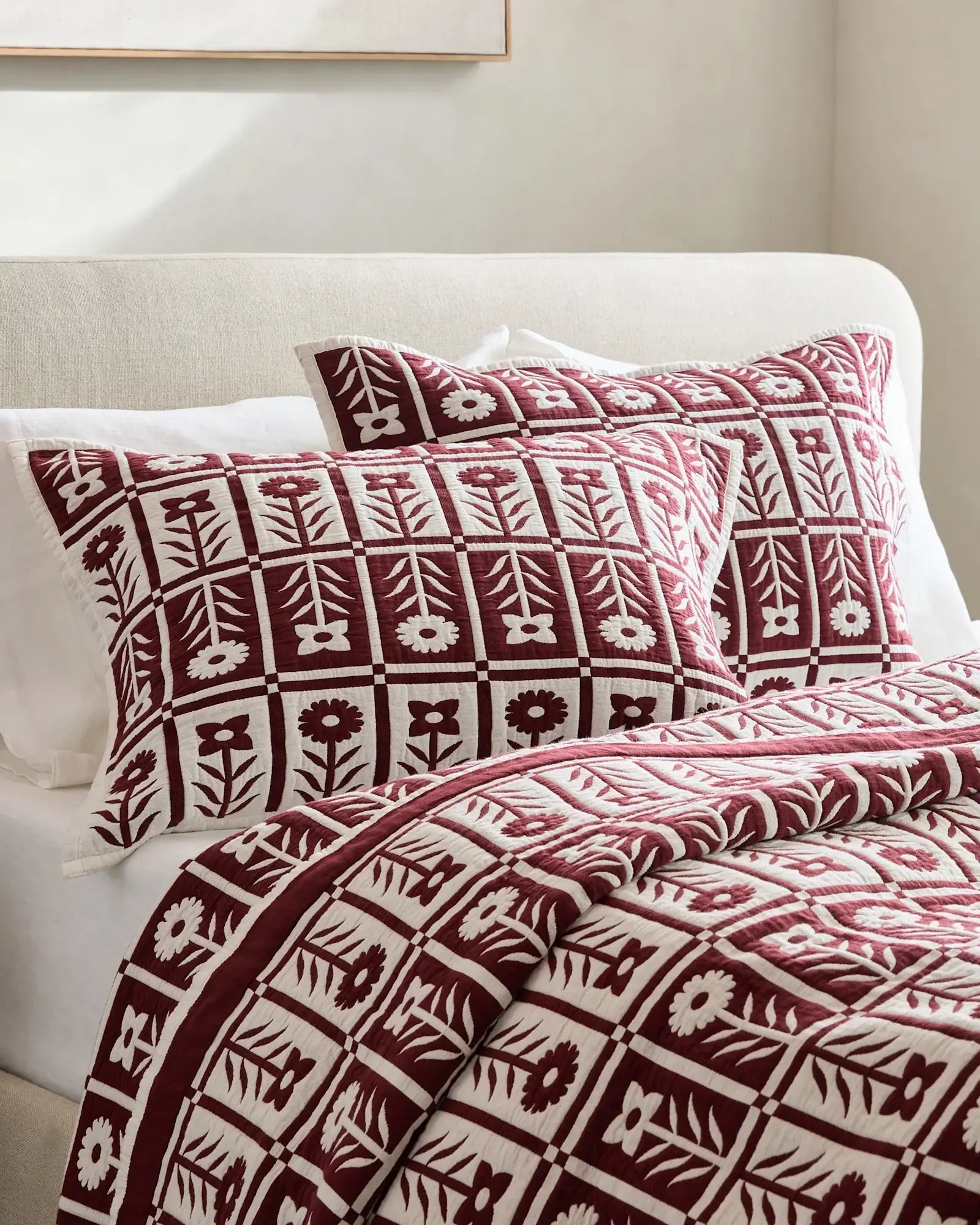 Organic Cotton Jacquard Floral Coverlet - From Where Finds - 