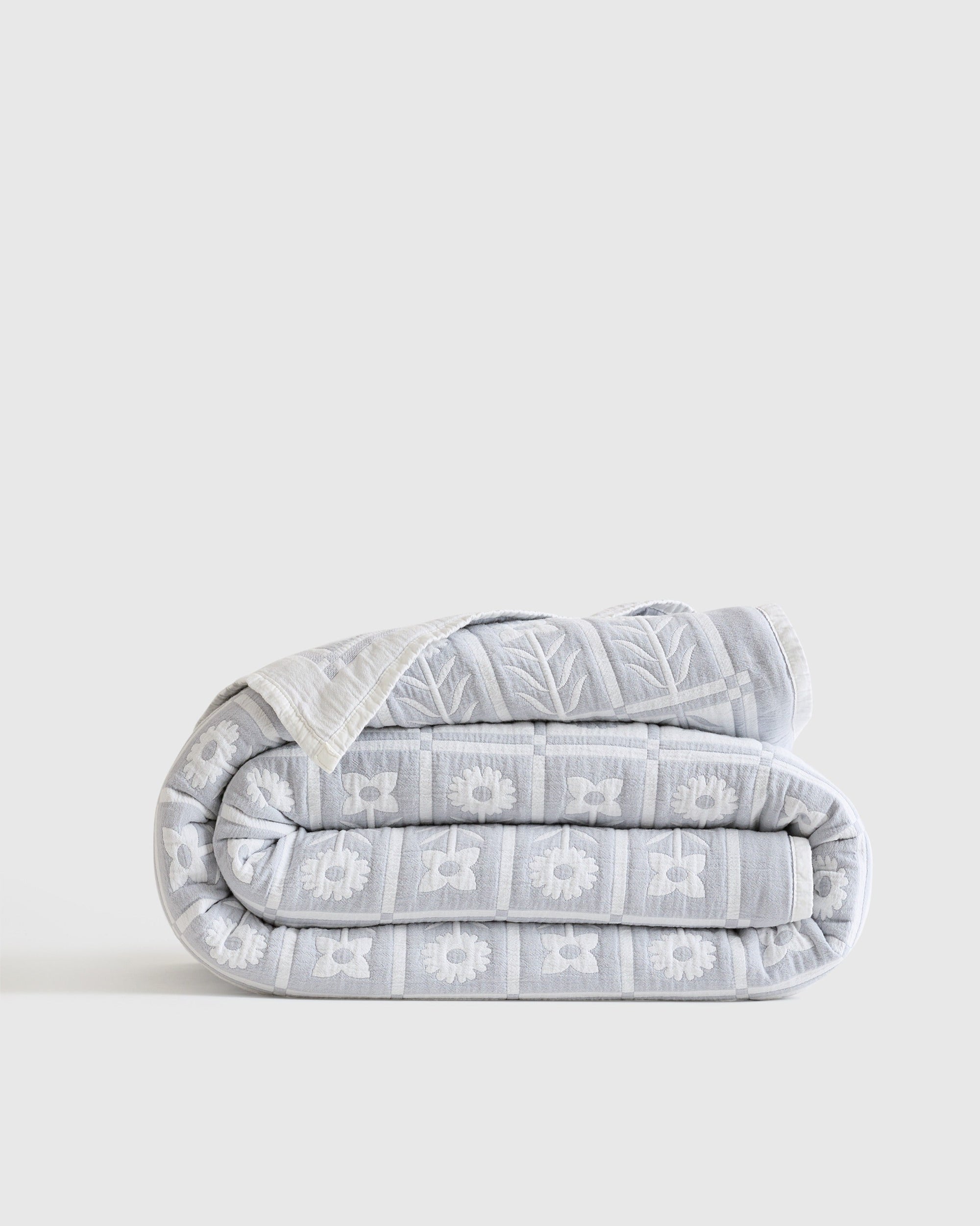 Organic Cotton Jacquard Floral Coverlet - From Where Finds - 