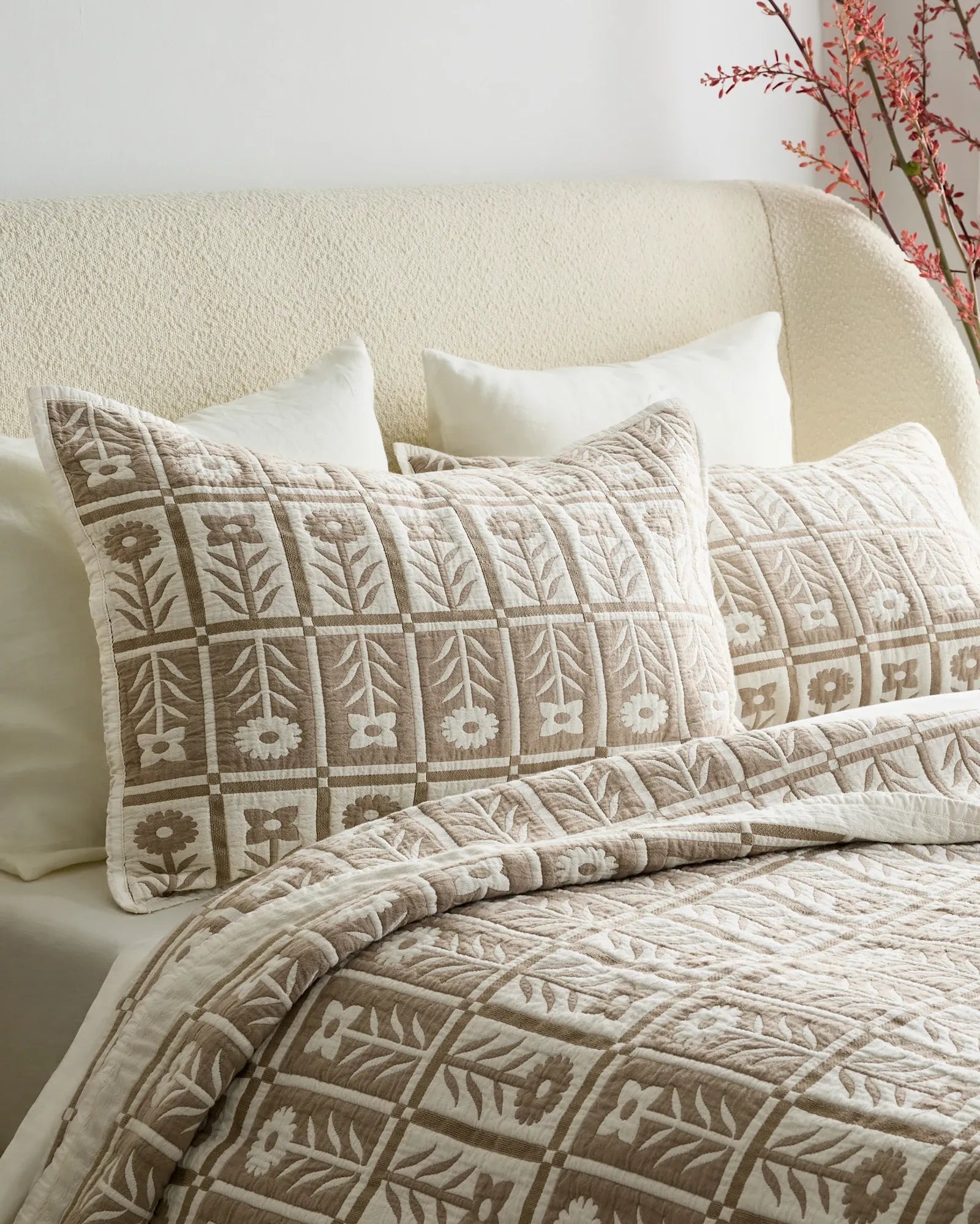 Organic Cotton Jacquard Floral Coverlet - From Where Finds - 