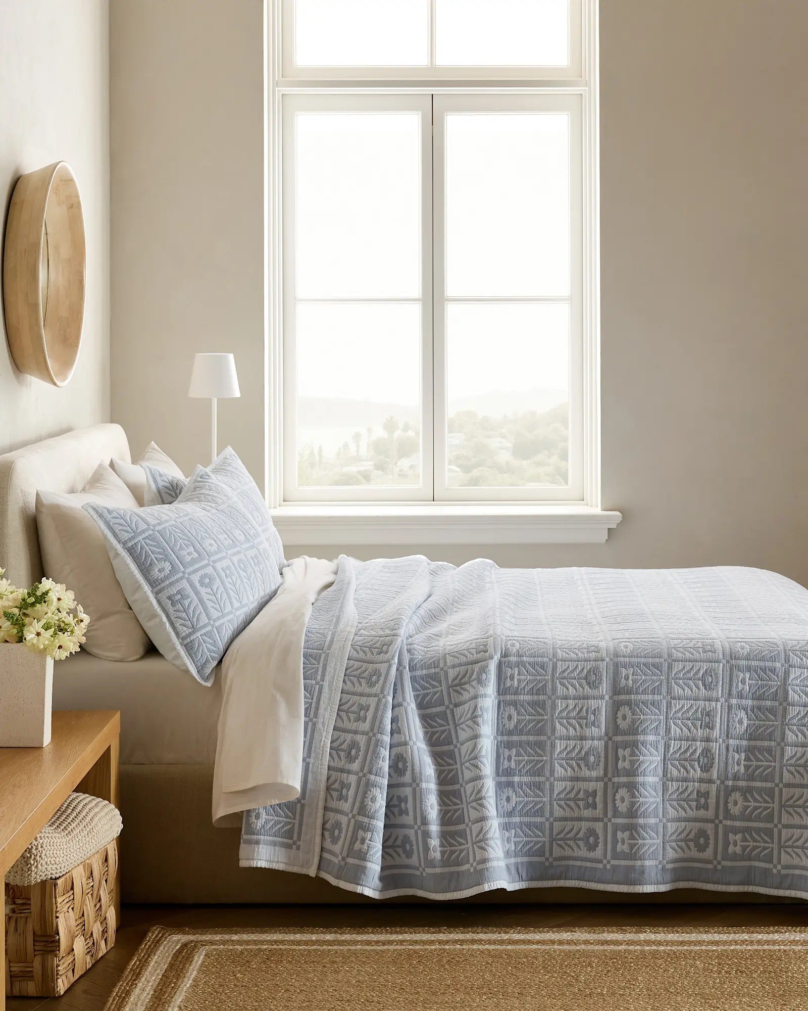 Organic Cotton Jacquard Floral Coverlet - From Where Finds - 