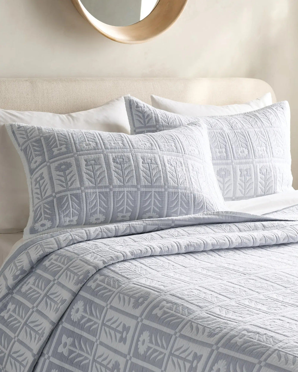 Organic Cotton Jacquard Floral Coverlet - From Where Finds - 
