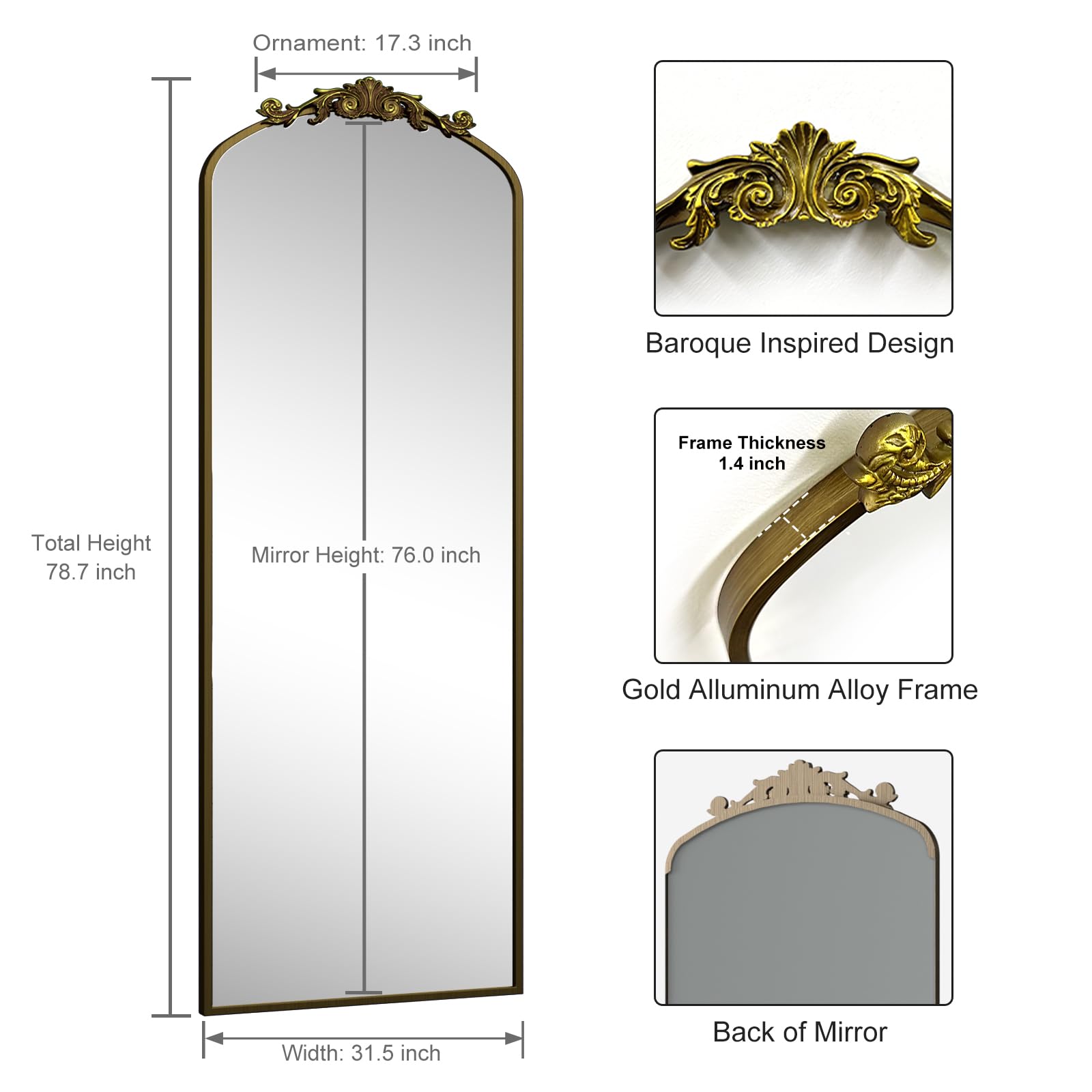 Ornate Vintage Full Length Mirror - From Where - 