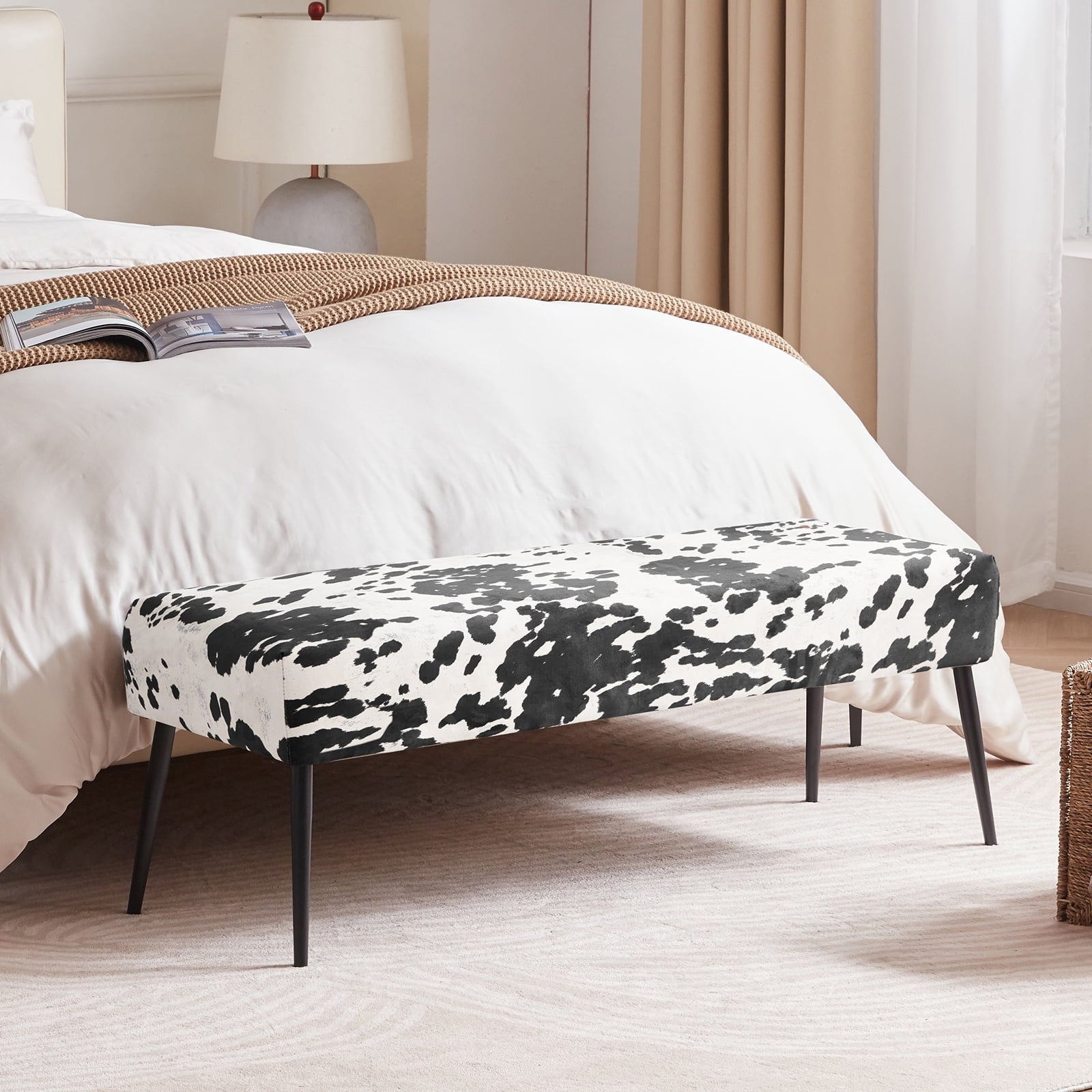 Ottoman Upholstered Benches Cow Print - From Where - 