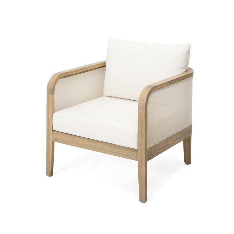 Outdoor Acacia Wood Club Chair with Cushions - From Where - 