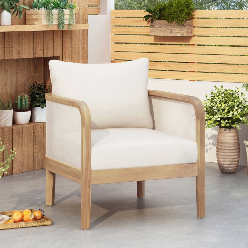 Outdoor Acacia Wood Club Chair with Cushions - From Where - 