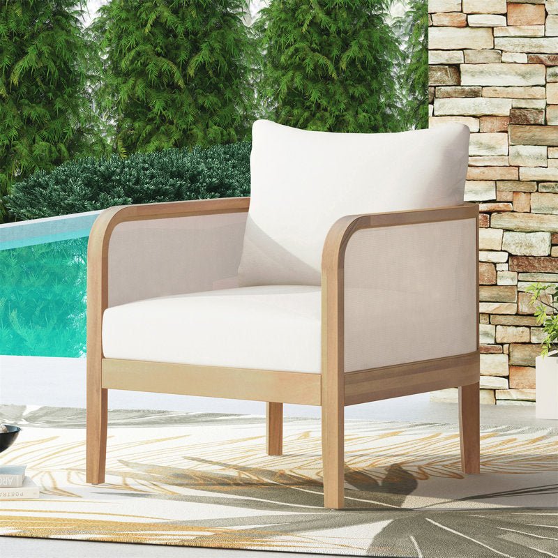 Outdoor Acacia Wood Club Chair with Cushions - From Where - 