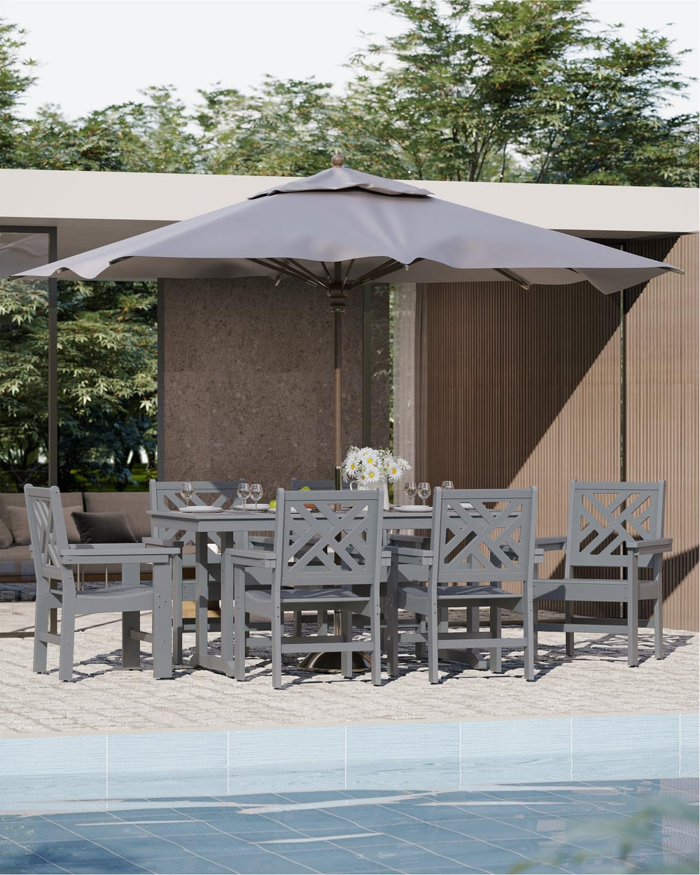 Outdoor All - Weather Dining Set (Grey) - From Where - 