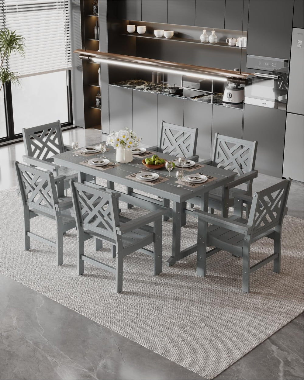 Outdoor All - Weather Dining Set (Grey) - From Where - 