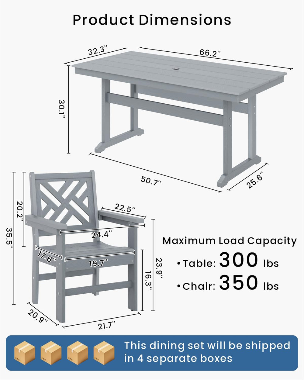 Outdoor All - Weather Dining Set (Grey) - From Where - 