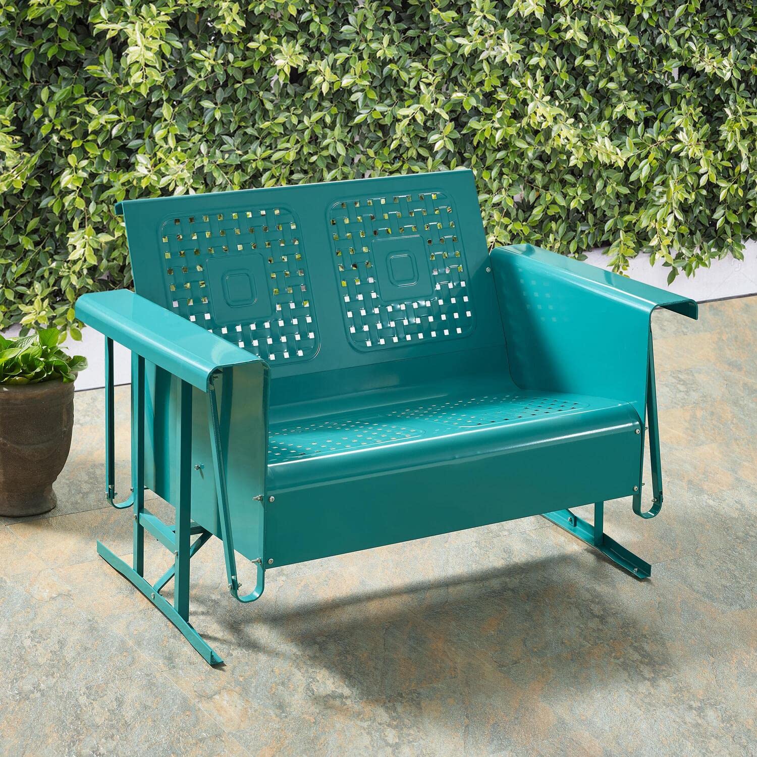 Outdoor Metal Glider Loveseat - From Where - 
