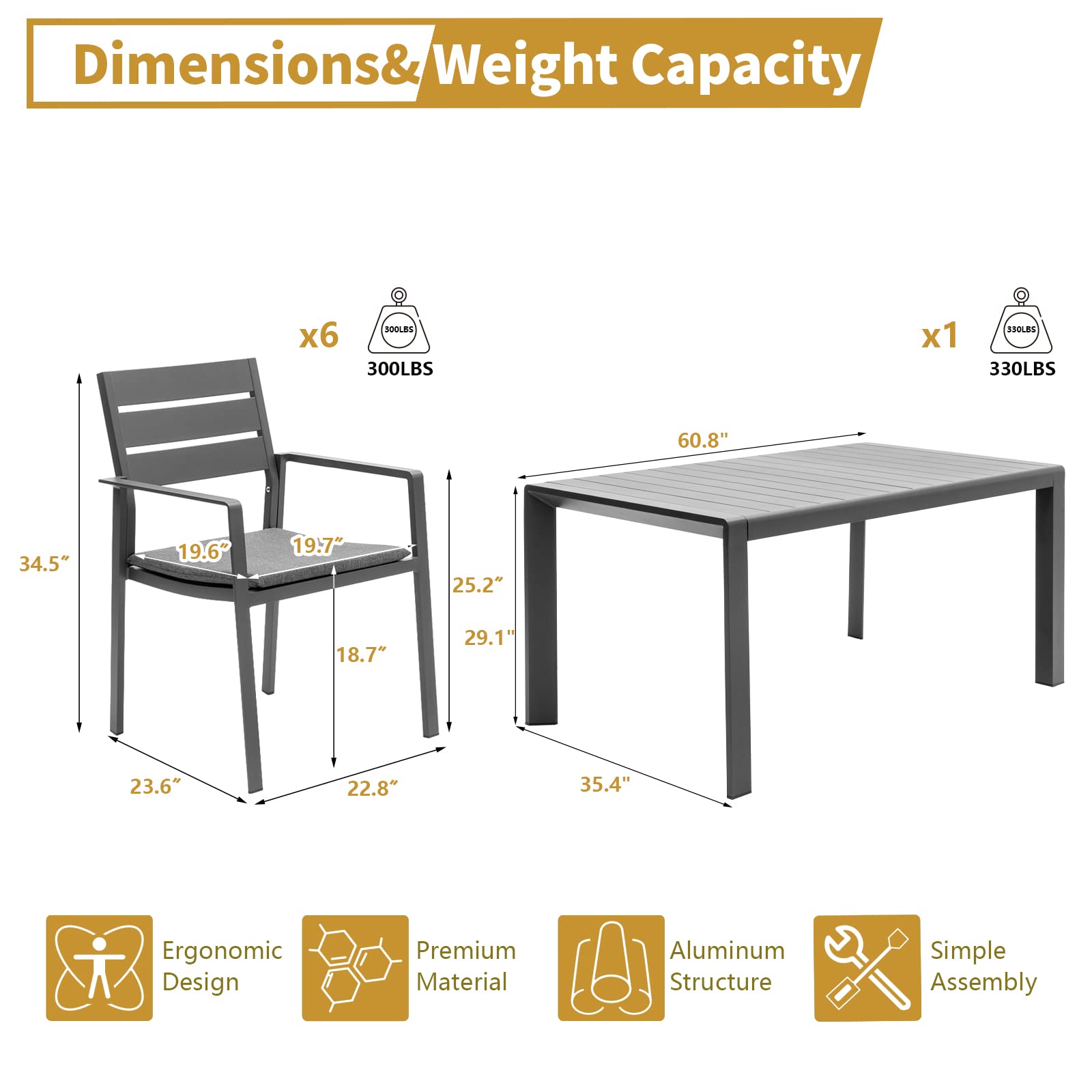 Outdoor Patio Dining Set of 7 - From Where - 