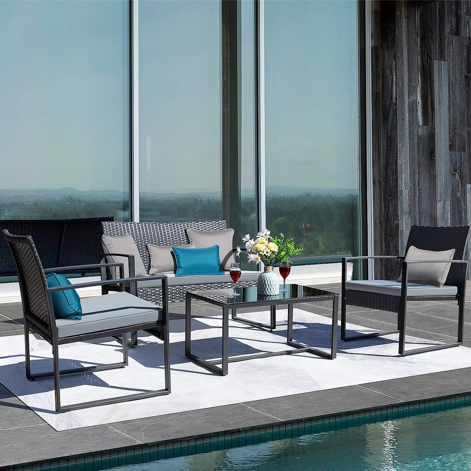 Outdoor Rattan Chairs with Cushion & Table - From Where - 
