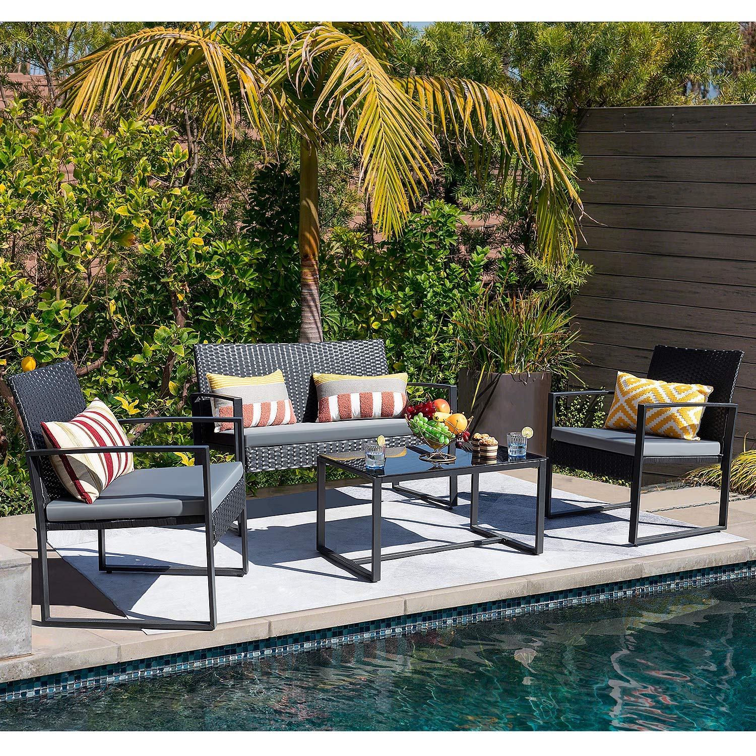 Outdoor Rattan Chairs with Cushion & Table - From Where - 