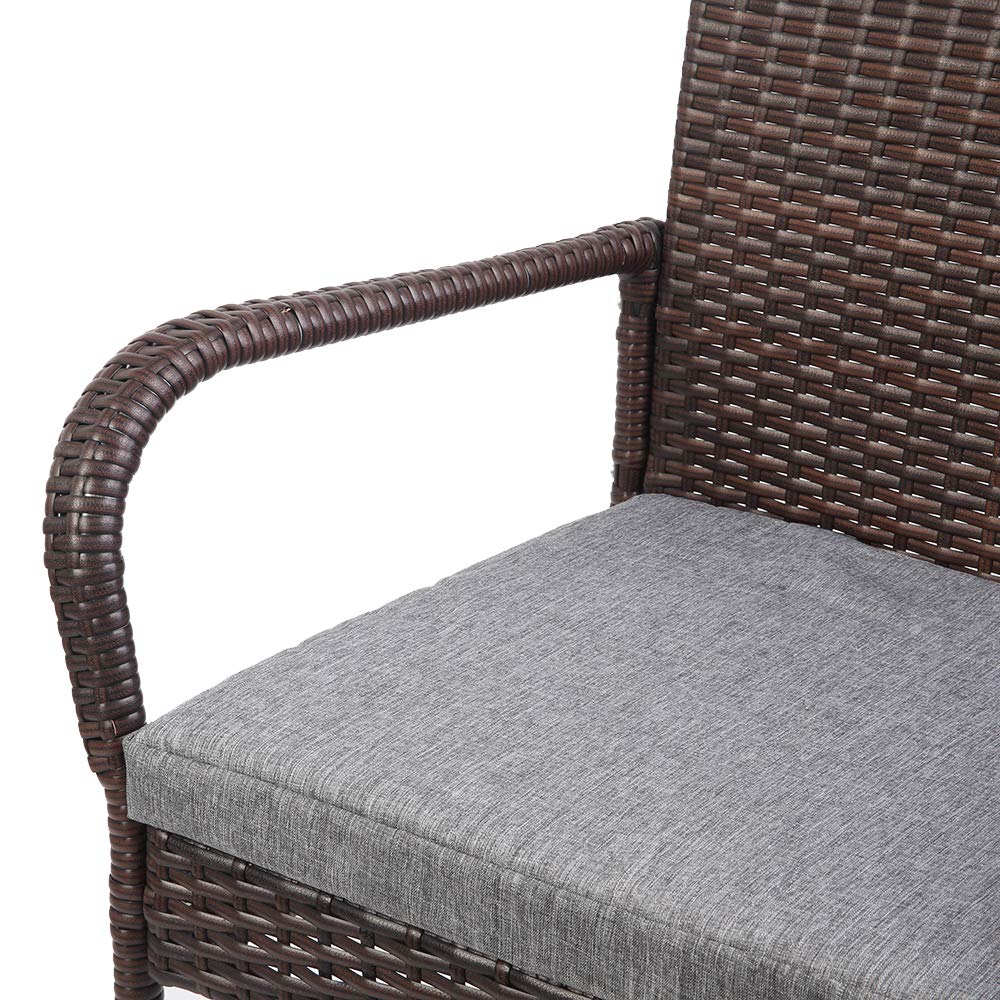 Outdoor Wicker Bar Stools Set of 2 with Cushions - From Where - 