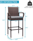 Outdoor Wicker Bar Stools Set of 2 with Cushions - From Where - 