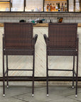 Outdoor Wicker Bar Stools Set of 2 with Cushions - From Where - 