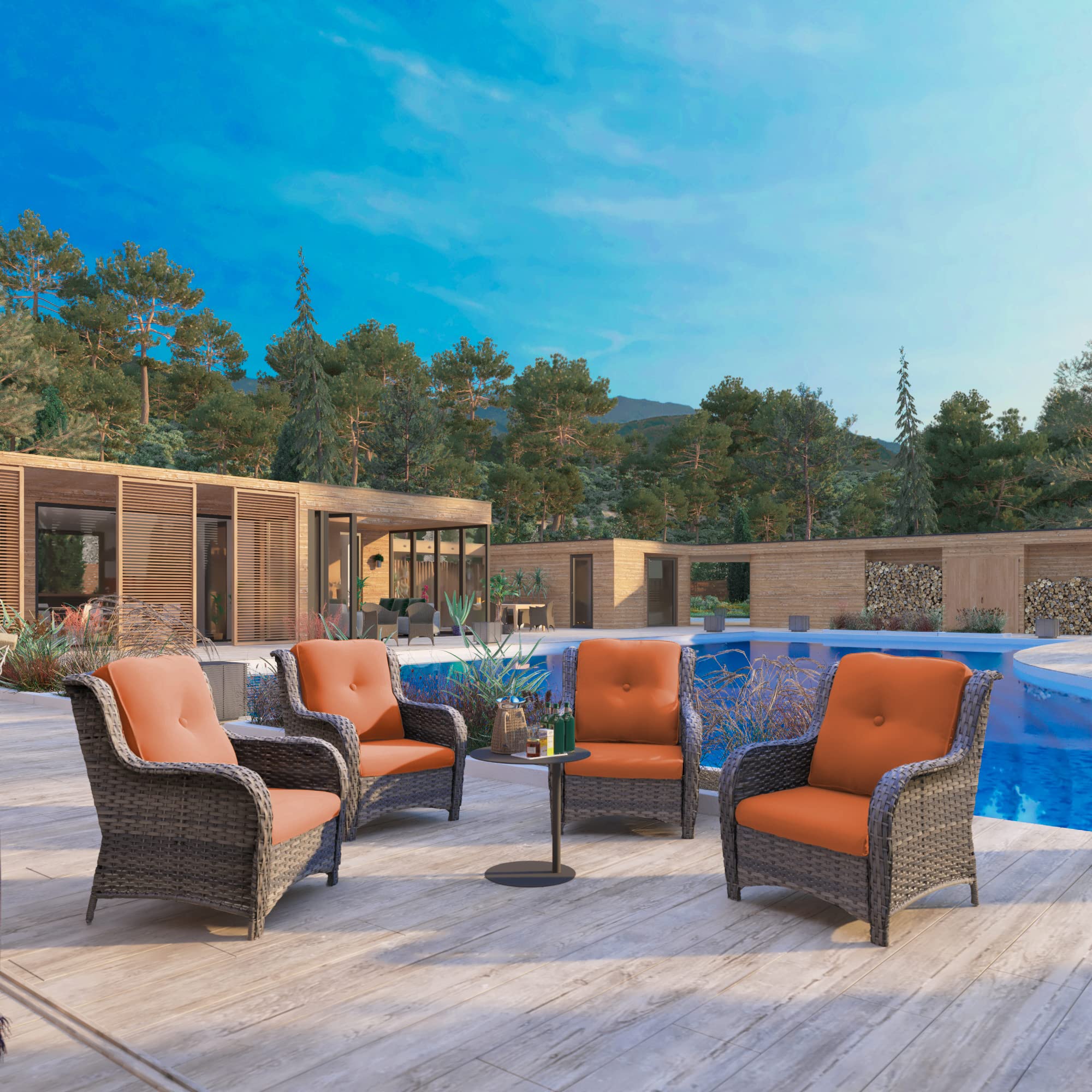 Outdoor Wicker Rattan Chair Set of 4 - From Where - 