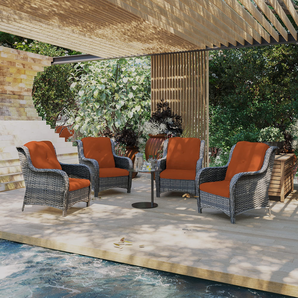 Outdoor Wicker Rattan Chair Set of 4 - From Where - 